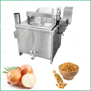 onion flakes frying machine is made of 304 stainless steel. The frying time, frying temperature, oil level control and frying cleaning can be controlled automatically. The onion flakes making machine can automatically stir, which can effectively prevent the product from floating. After frying, it can be automatically unloaded. In addition, this machine is often used with a deoiler, and the heating method can be customized according to customer requirements. *Machine material: 304 stainless steel material *Processing capacity: 100kg/h-800kg/h * Heating method: electric heating, gas heating, etc. * Unloading method: automatic unloading *The diameter of the round pot: 800mm, 1000mm, can be customized according to customer needs Features Of Onion Flakes Frying Machine 1. The oil temperature is automatically controlled throughout the whole process, and the temperature can be set at will from 0 to 230 degrees, which is suitable for frying foods with various technological requirements. 2. There is an independent distribution box, which is easy to operate. 3. The food residues produced in the frying process can sink into the lower funnel through the filtration of water and be discharged through the sewage outlet 4. Equipped with thermal insulation layer, good thermal insulation effect and high heat utilization rate. 5. High production efficiency, high fuel-saving rate, and reduced production costs. 6. The fried onion flakes have good finish and bright color, the product quality is obviously improved, and the problem of excessive acidification of fried food is solved. 7. The stirring speed can be adjusted with different materials. Working Video Of Onion Flakes Making Machine Below is a working video of this fryer. It can be seen in the video that this machine not only looks good, but also has stable performance and smooth operation. It is a commonly used machine in the frying industry. In addition, this onion flakes making machine can also be used with onion frying line. 视频 This onion flakes machine is suitable for various industries: restaurants, canteens, fast food restaurants, food processing plants, onion production lines, etc. In addition, this machine can fry all foods that can be fried, and is one of the ideal frying equipment. Our company can not only provide you with an onion flakes frying machine, but also provide you with a complete onion flakes frying solution, allowing customers to start their onion business smoothly. If you have any quotation about this machine, you can leave us a message.